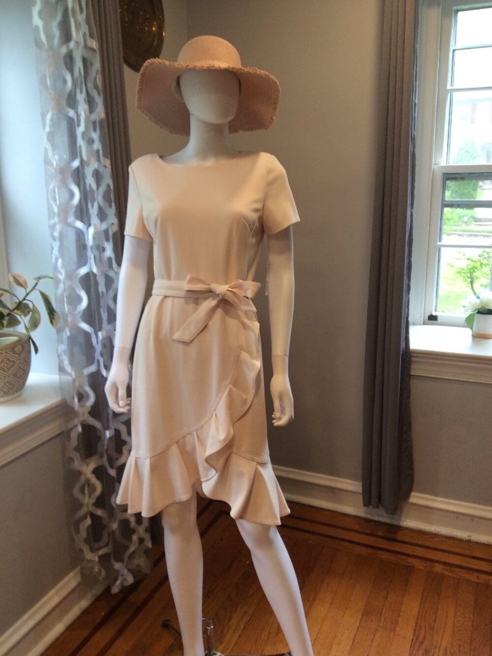 Calvin Klein Cream Ruffle Hem Dress